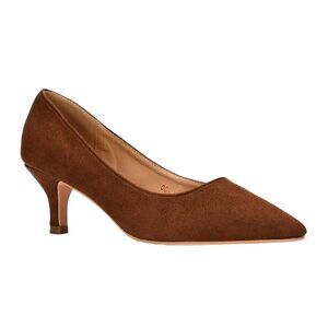 XY London Womens/Ladies Cali Suedette Pointed Kitten Heel Court Shoes / Brown